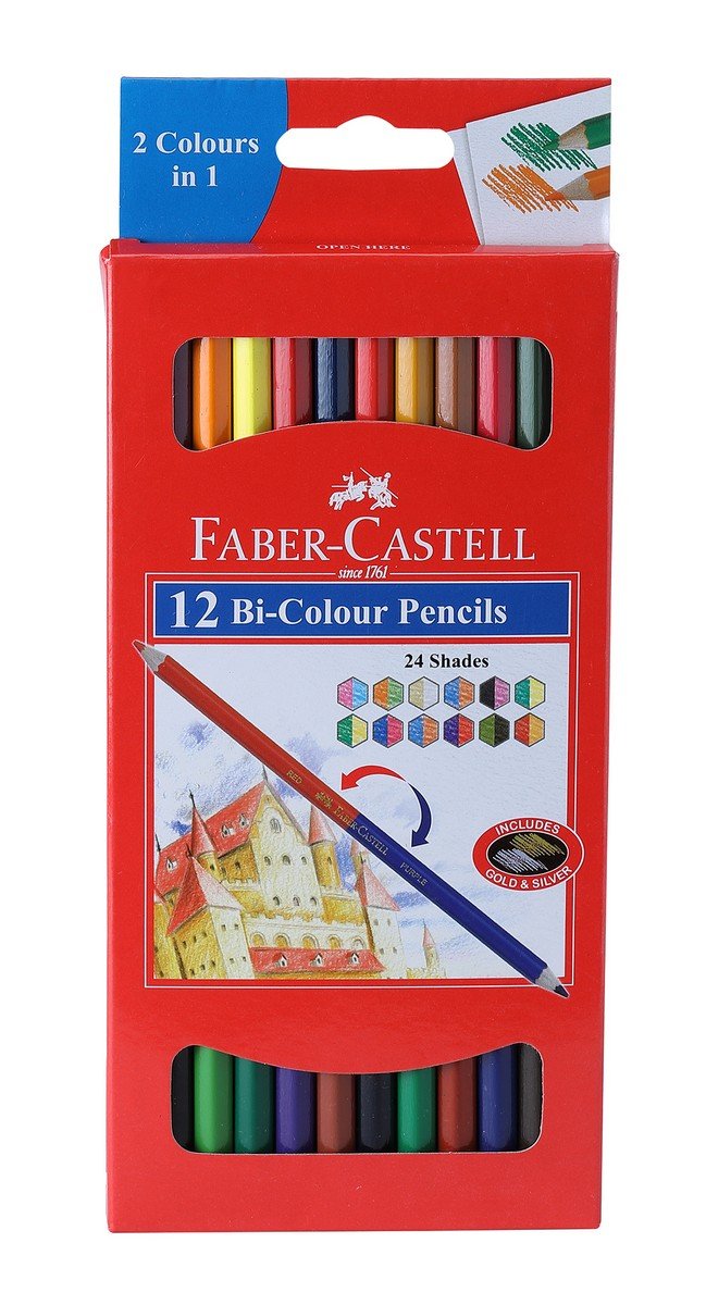 Faber-Castell Bi-Color Pencil Set - Pack of 12 (Assorted)